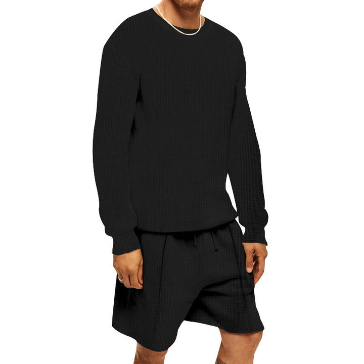 Herren lässiges Sweatshirt- und Shorts-Set mit strukturiertem Design Echoarchiv