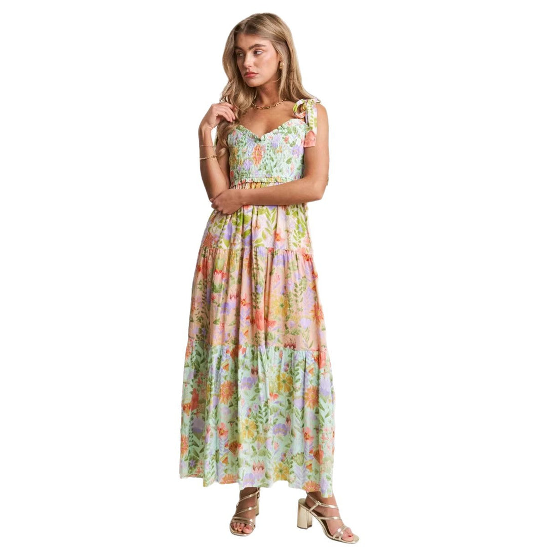 Damen Kleid mit verspieltem Floral-Design und Rüschenärmeln Echo Archiv