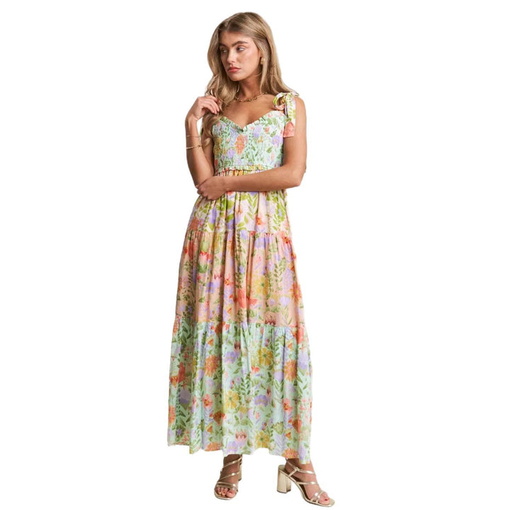 Damen Kleid mit verspieltem Floral-Design und Rüschenärmeln Echo Archiv