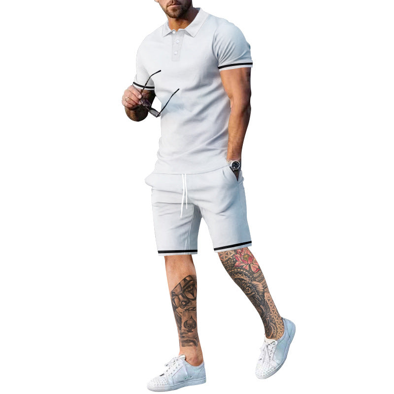 Herren Poloshirt und Shorts-Set mit sportlichen Akzenten Echoarchiv