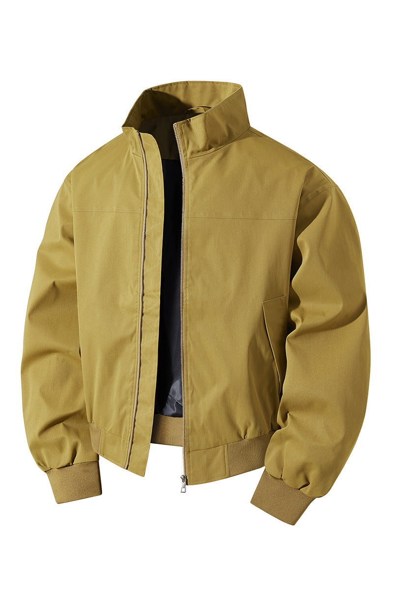 Herren kurz geschnittener Blouson mit Stehkragen und geripptem Saum – Taviero
