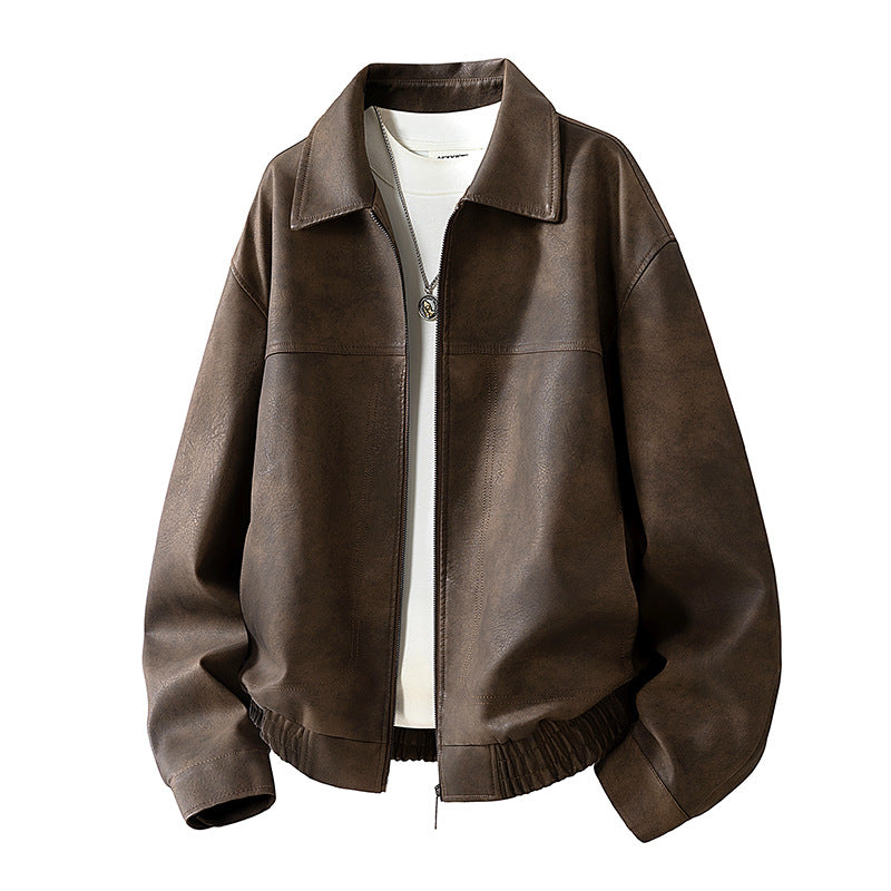 Herren Oversize Velours‑Optik Übergangsblouson mit Hemdkragen, Reißverschluss & elastischem Saum Echoarchiv