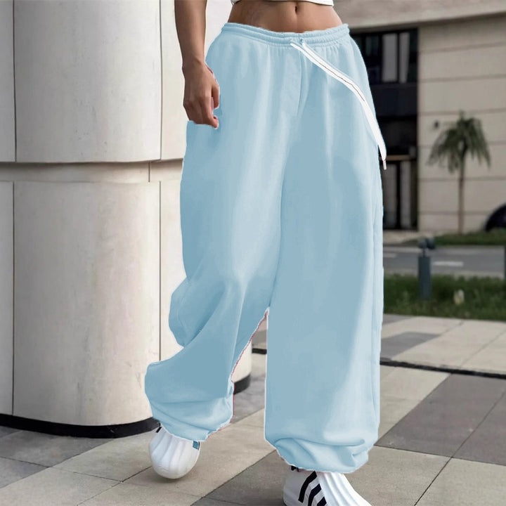 Damen weite Baggy-Jogginghose mit hohem Komfortbund, Kordelzug und elastischen Knöchelbündchen – Avélisse