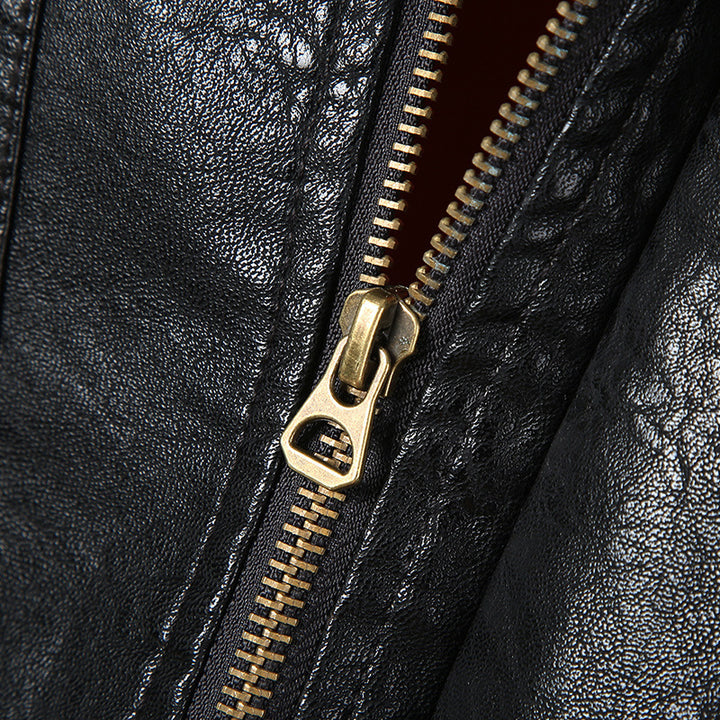 Herren Kunstleder-Pilotblouson im Military-Style mit Schulterpatten und Pattentaschen – Taviero