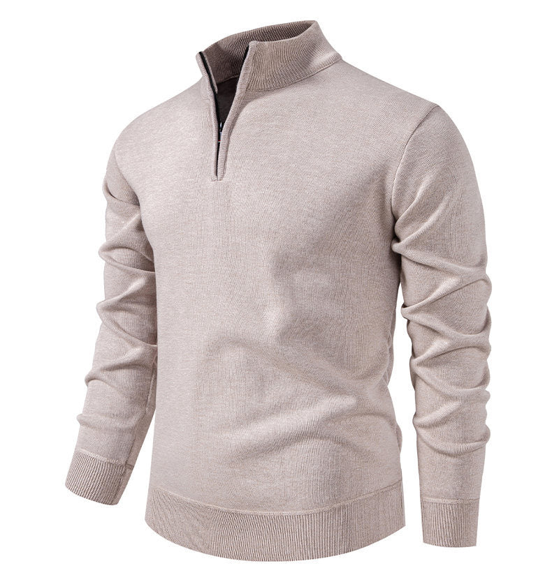 Herren feiner Strickpullover mit kurzem Reißverschluss und hohem Kragen Echoarchiv