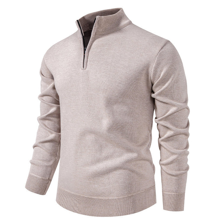Herren feiner Strickpullover mit kurzem Reißverschluss und hohem Kragen Echoarchiv