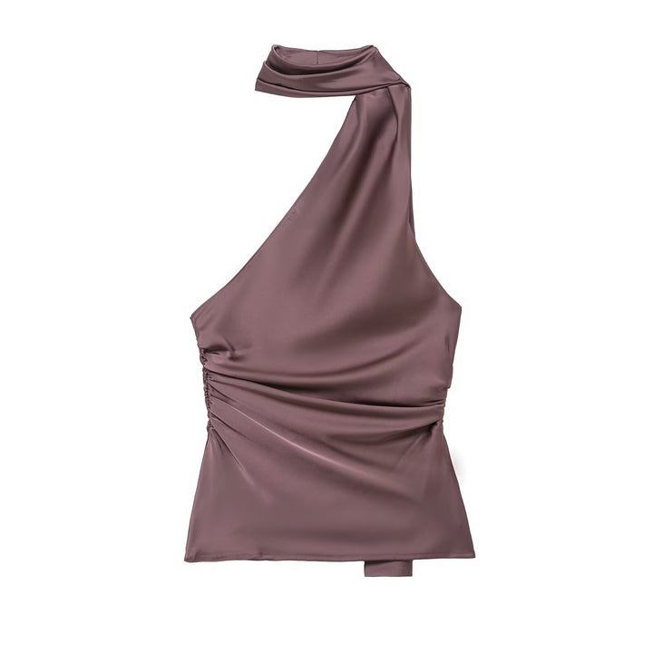 Damen asymmetrisches Top mit elegantem Halsschleifen-Design und Raffungen Echo Archiv