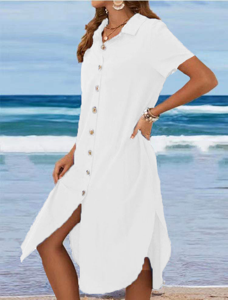 Damen Hemdblusenkleid mit Knopfdetail und schwingendem Saum Echo Archiv