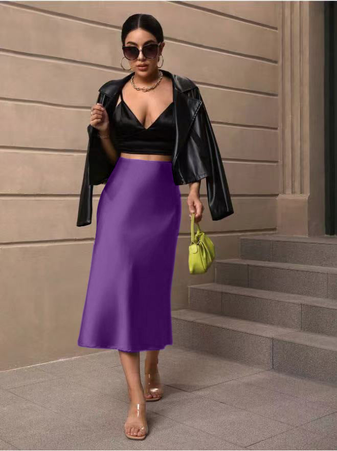 Damen Satin Rock mit schwingendem Saum und elegantem Schnitt Echoarchiv