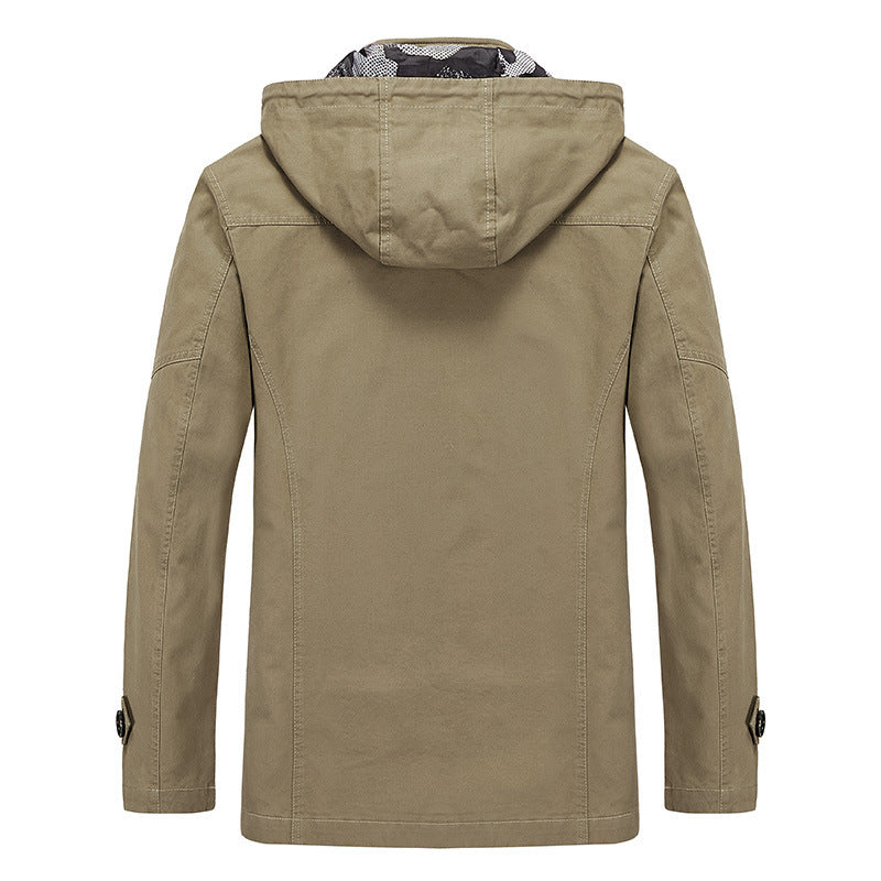 Herren Kapuzen-Canvasparka im Fieldstil mit Camouflage-Innenfutter und Multifunktionstaschen – Taviero