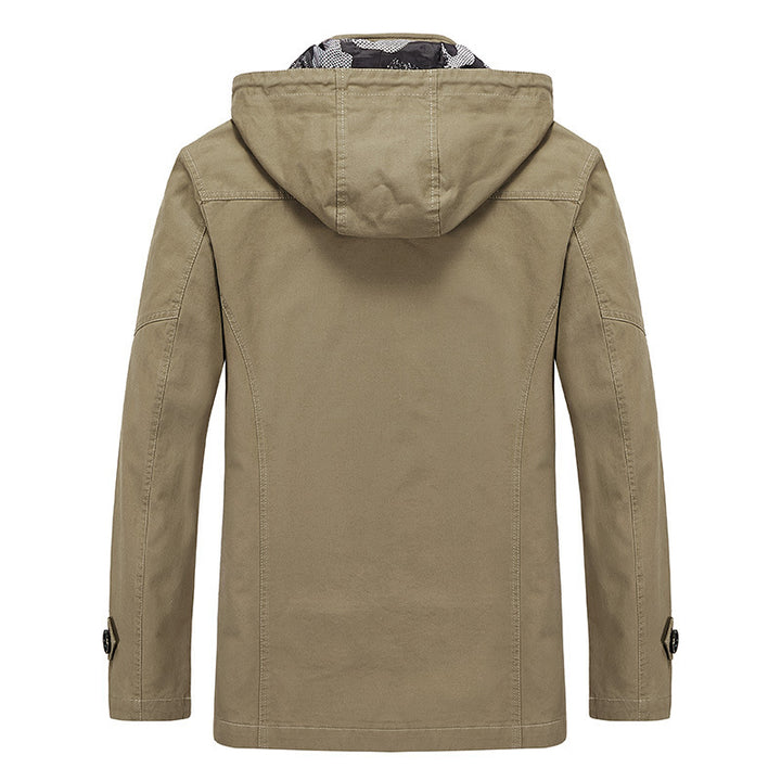 Herren Kapuzen-Canvas-Fieldjacke mit camouflage-gefütterter Innenseite und Multifunktions-Taschen Echoarchiv