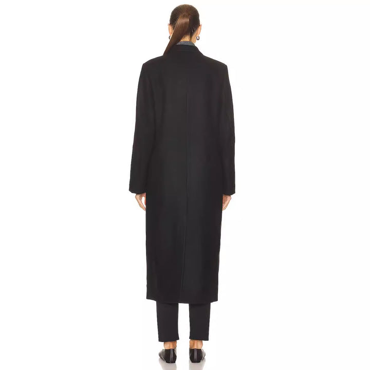Damen Maxilanger Zweireihiger Wollmix-Longcoat mit maßgeschneidertem Finish Echoarchiv