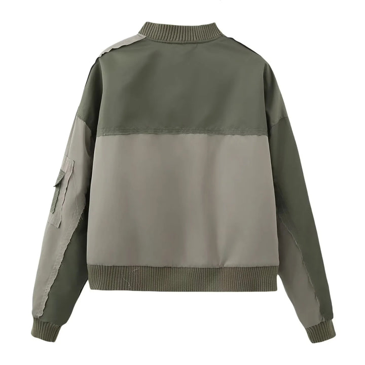 Damen nan urbaner Bomberjacke mit Kontrastpaneelen, Oversize-Silhouette, Front- und Ärmeltaschen Echo Archiv