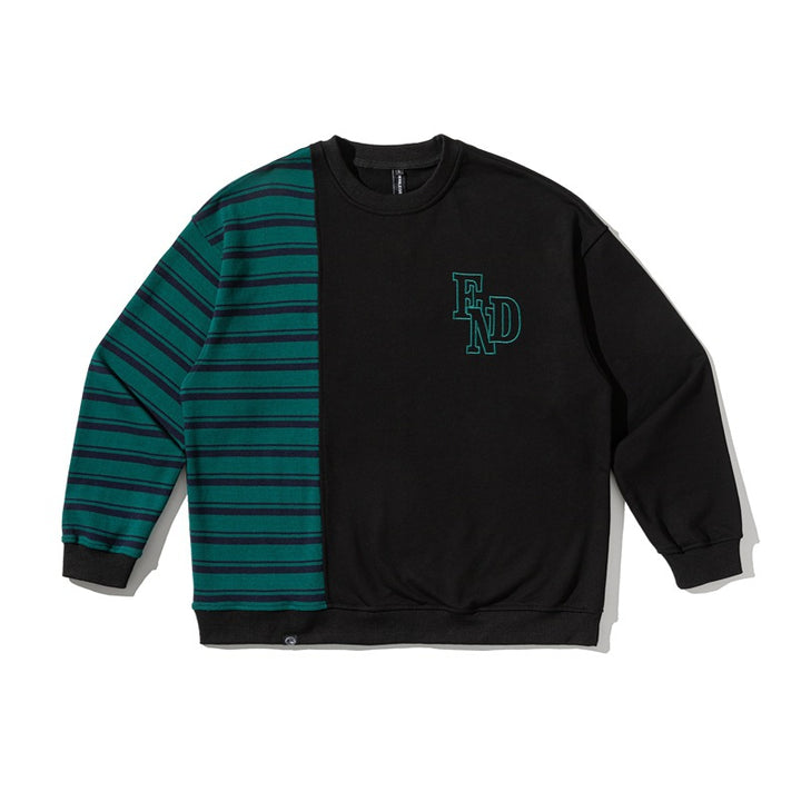 Herren Oversize-Sweatshirt im zweifarbigen Blockdesign mit Streifen Echoarchiv