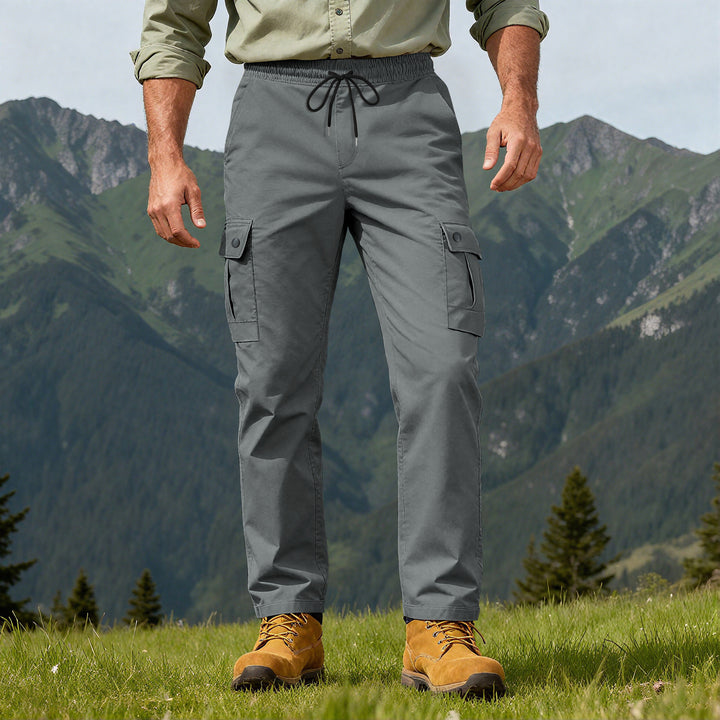 Herren Outdoor-Cargohose mit elastischem Tunnelzugbund und Druckknopf-Taschen – Bravaro