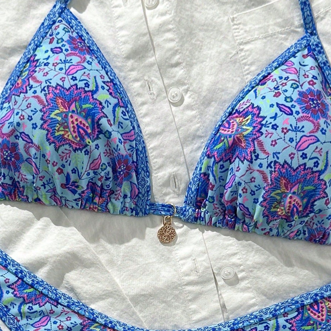 Damen Triangel-Bikini mit lebhaftem Blumenmuster Echo Archiv