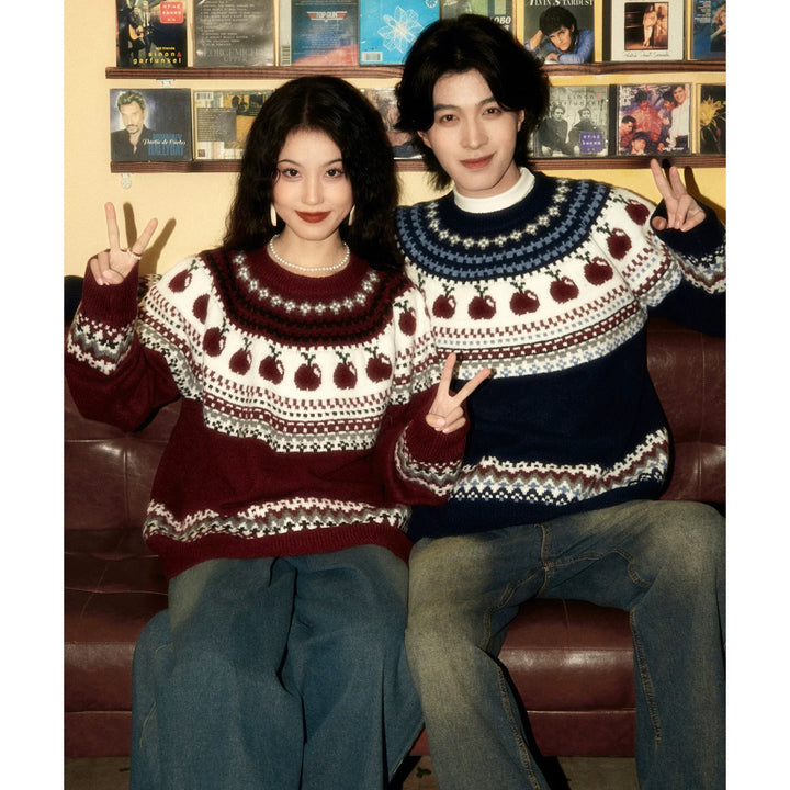 Damen Gemusterter Strickpullover Echoarchiv