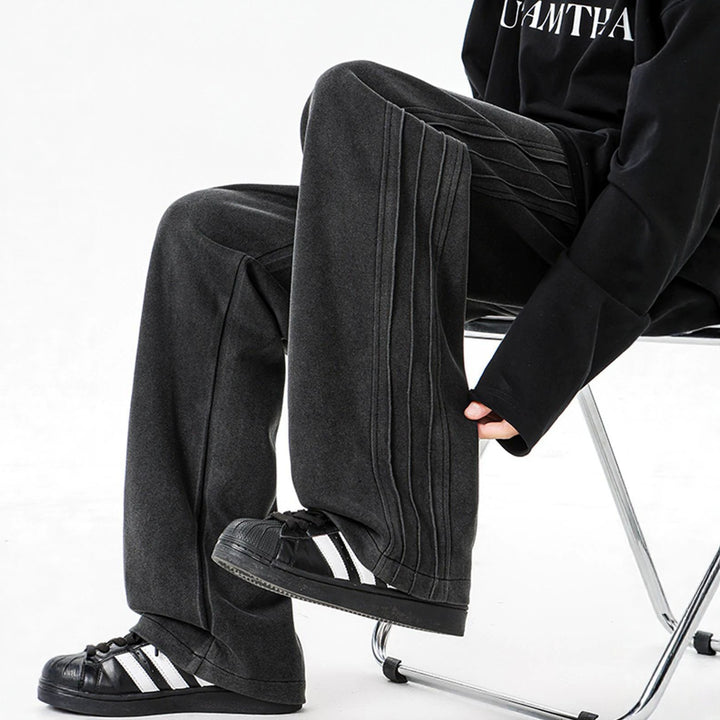 Herren weite Samt-Relaxhose mit Kordelzug und betonten Seitennähten – Sorevano