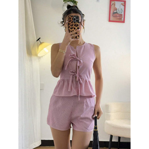 Damen Sommerliches Zweiteiliges Set mit Rüschendetails und verziertem Oberteil Echo Archiv