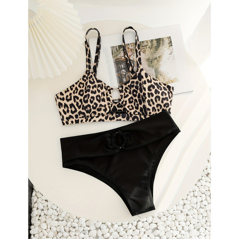Damen Triangel-Bikini-Set mit modischem Tiermuster und knotendem Höschen Echo Archiv