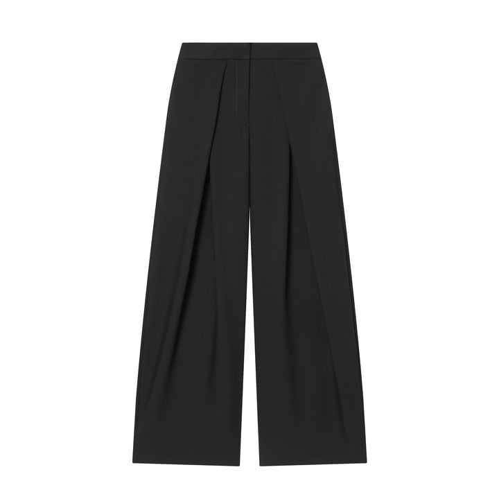 Damen hochtaillierte Bundfaltenhose mit weitem Bein und markanten Vorderfalten – Avélisse