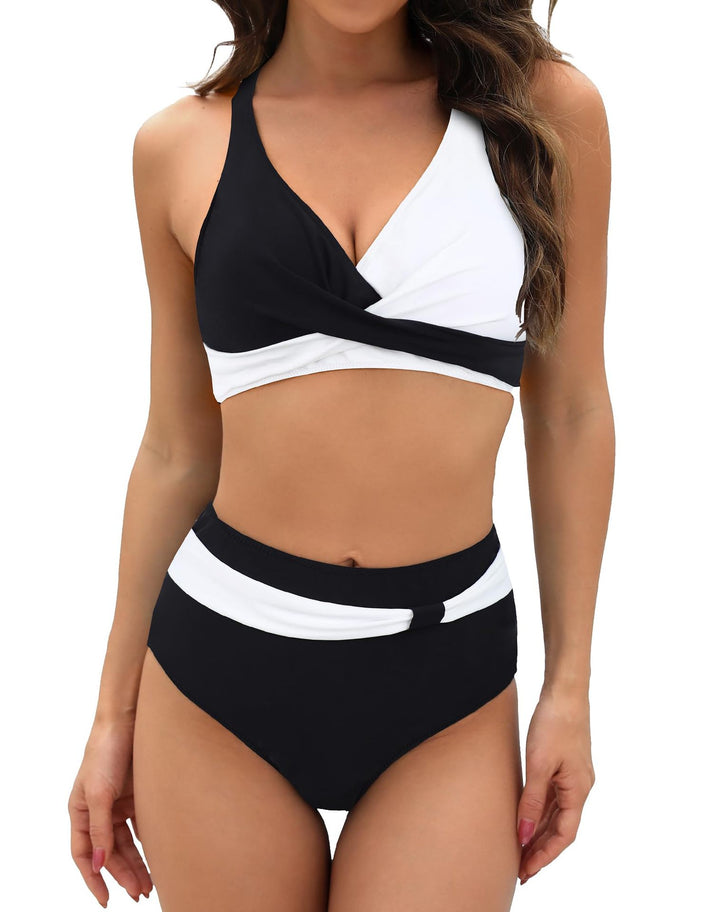 Damen Sportliches Bikini-Set mit stylischem Wickeloberteil und hochgeschnittenem Slip Echo Archiv