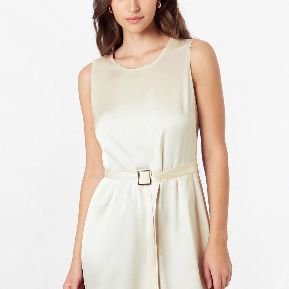 Damen Elegantes Midikleid mit Taillengürtel und fließendem Schnitt Echo Archiv