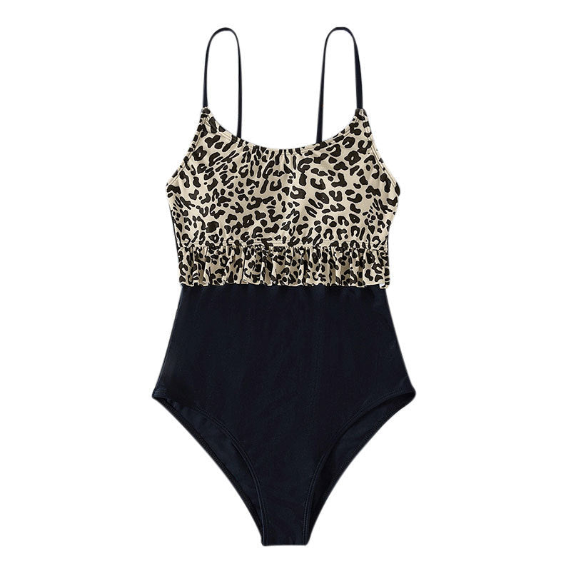 Damen Eleganter Einteiler Badeanzug mit floralen Rüschendetails Echo Archiv