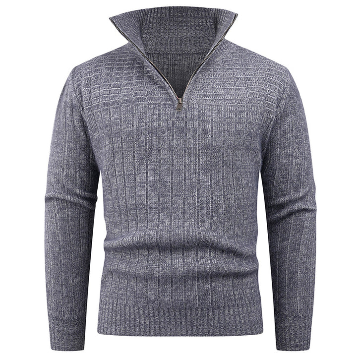 Herren Rollkragenpullover mit hochwertiger Rippstruktur und modernem Reißverschluss Echoarchiv