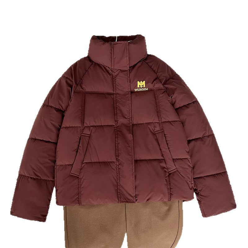 Damen kompakte Kurz-Steppjacke mit hochschließendem Stehkragen und schrägeingriff Taschen – Célinea