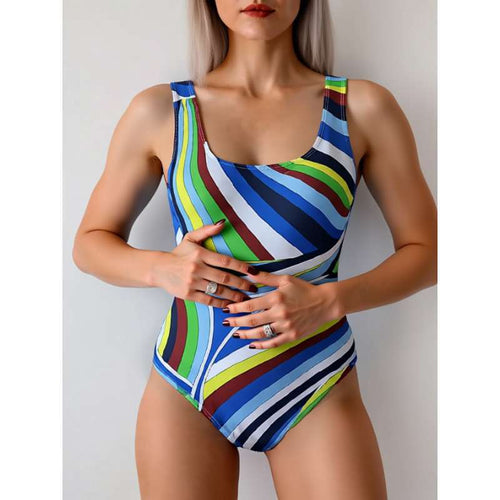 Damen Schwimmanzug mit modischem Streifenmuster Echo Archiv