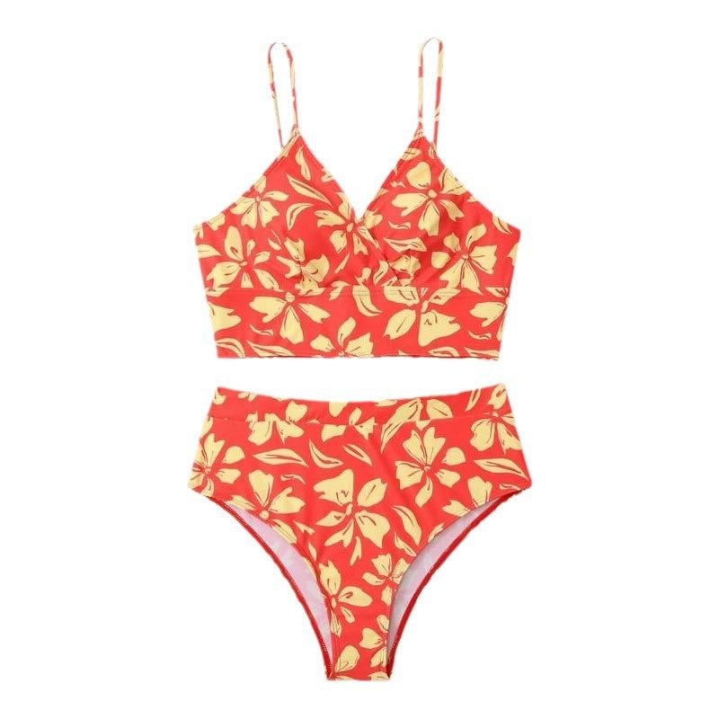 Damen Zweiteiliges Bikini-Set mit blütenförmigem Crop-Top und hoch tailliertem Höschen Echo Archiv