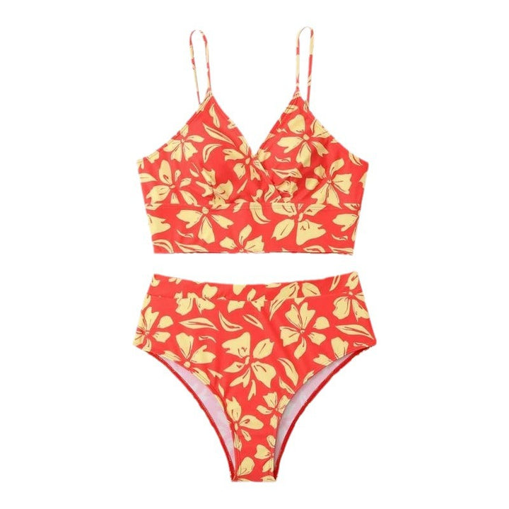 Damen Zweiteiliges Bikini-Set mit blütenförmigem Crop-Top und hoch tailliertem Höschen Echo Archiv