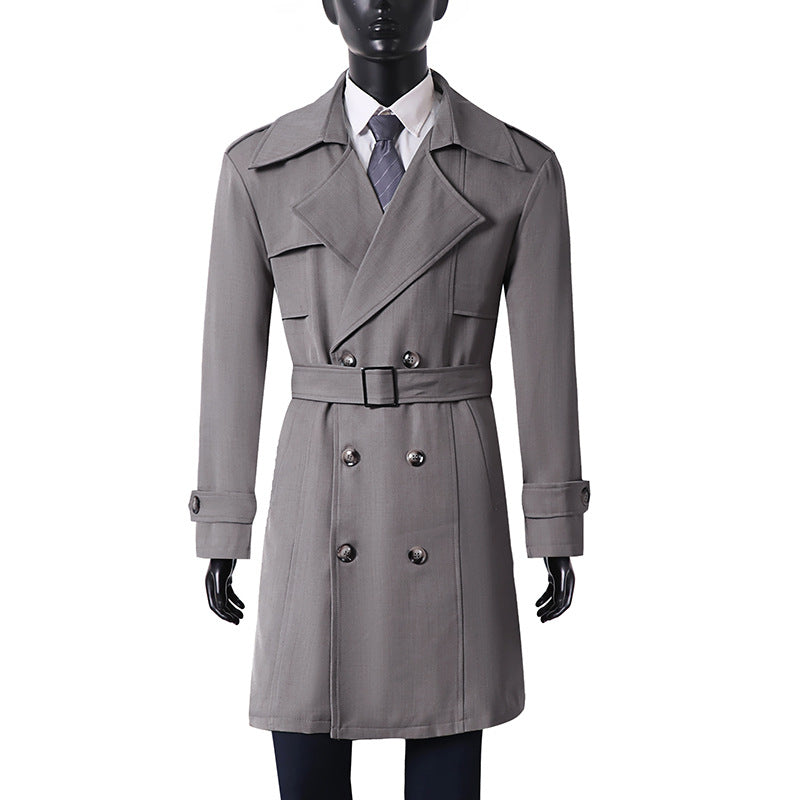 Damen Doppelreihiger Trenchcoat mit weitem Schalkragen und Epauletten Echoarchiv