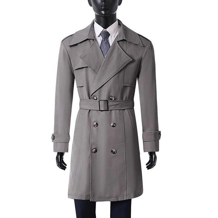 Damen Doppelreihiger Trenchcoat mit weitem Schalkragen und Epauletten Echoarchiv