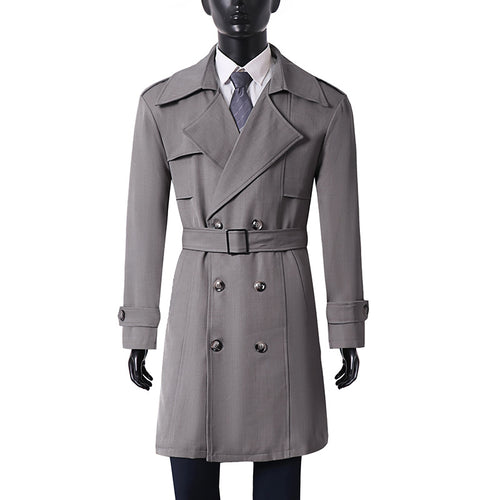Damen Doppelreihiger Trenchcoat mit weitem Schalkragen und Epauletten Echoarchiv