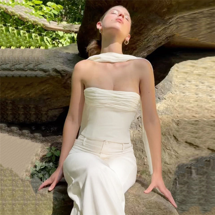 Damen Bandeau-Top mit eleganter Chiffonüberwurf Echo Archiv