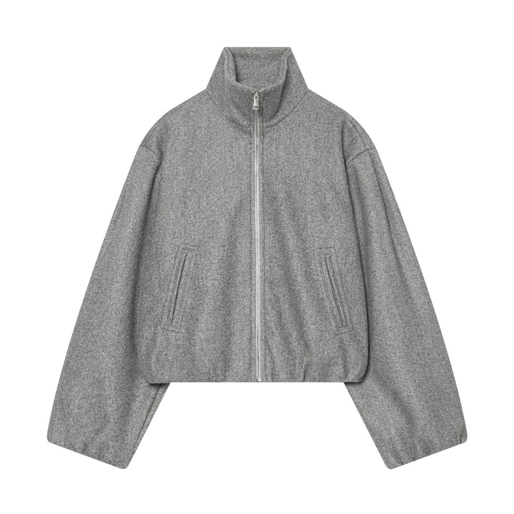 Damen Cropped Wollmix-Blouson mit hohem Stehkragen und Reißverschluss Echo Archiv