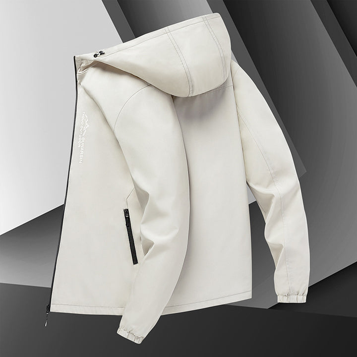 Herren winddichte Softshelljacke mit verstellbarer Kapuze, wasserabweisender Membran und sicheren Reißverschlusstaschen – Taviero