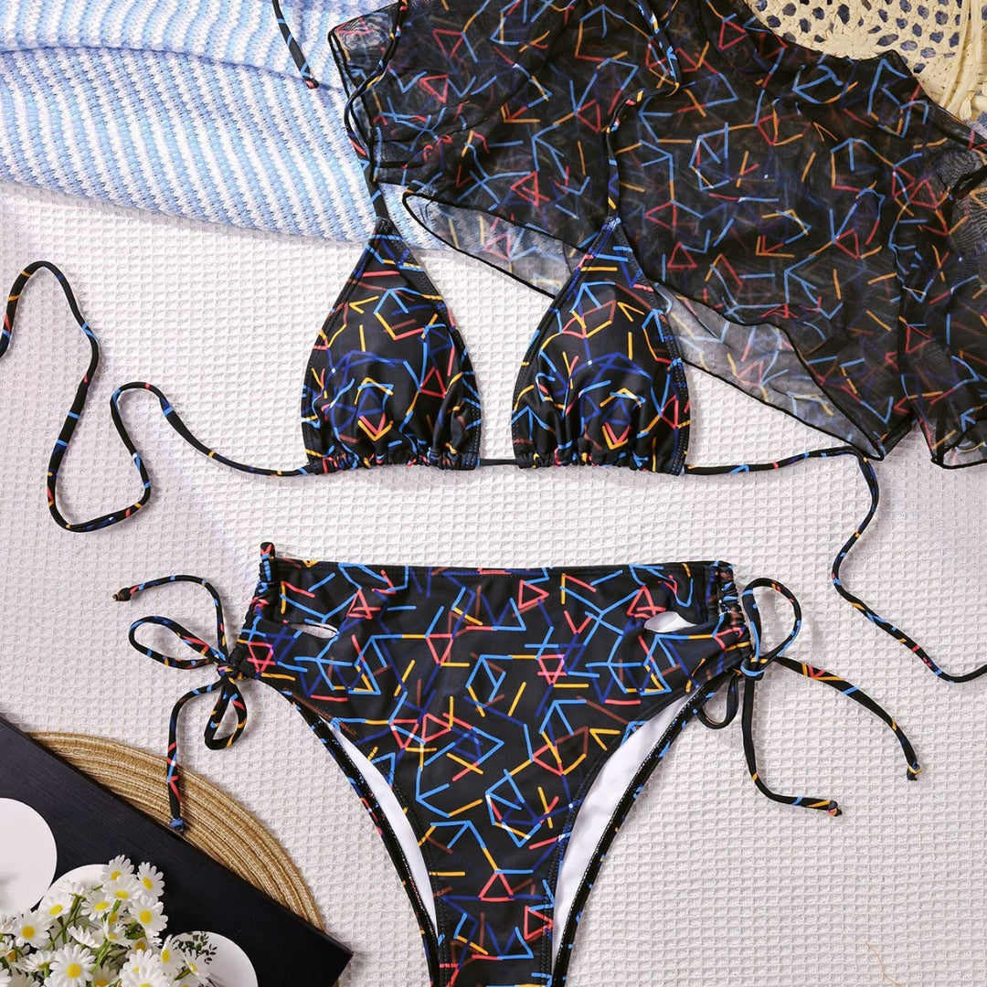 Damen Triangel-Bikini mit leicht transparentem Überwurf Echo Archiv