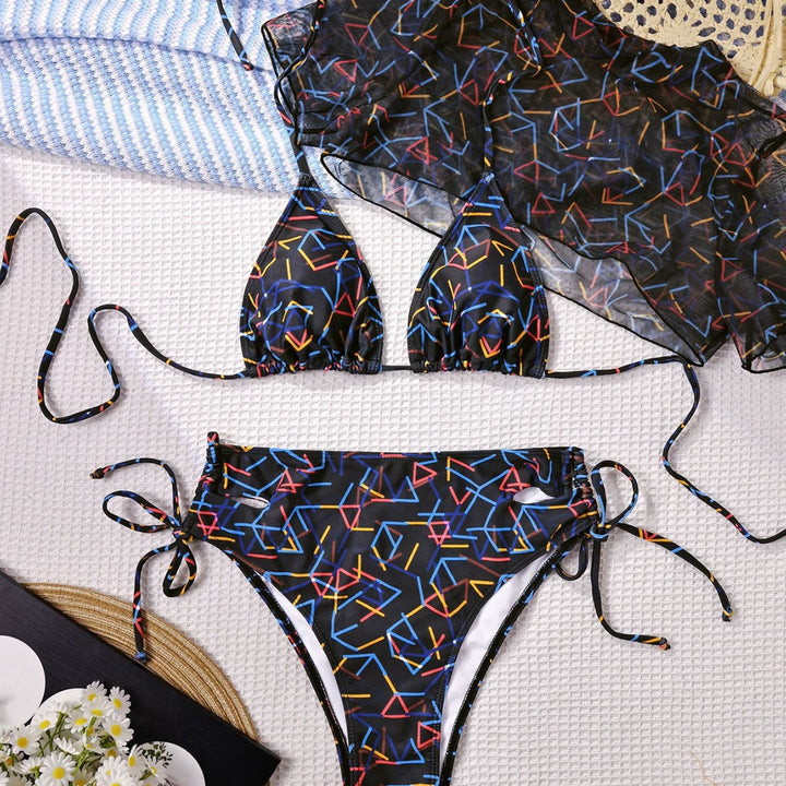 Damen Triangel-Bikini mit leicht transparentem Überwurf Echo Archiv