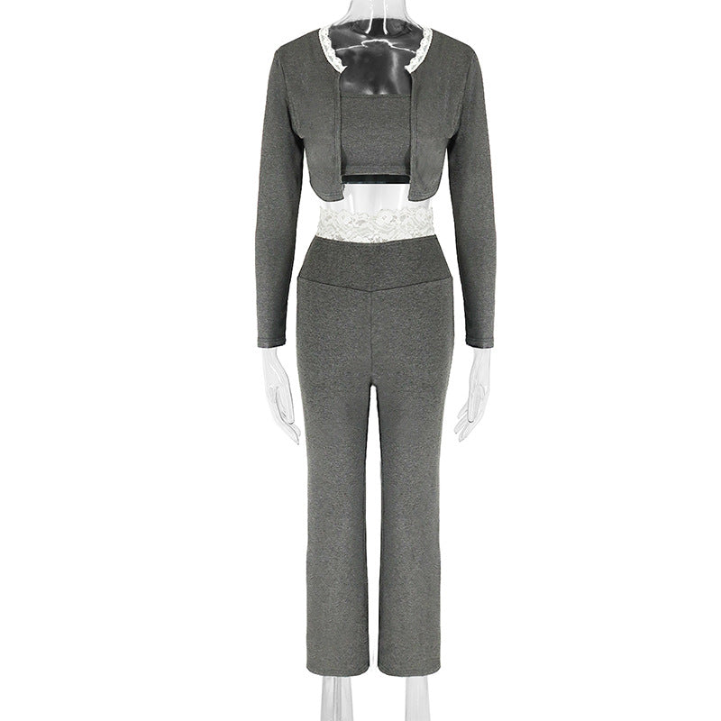 Damen elegantes zwei-teiliges Set mit Spitzenakzenten Echo Archiv