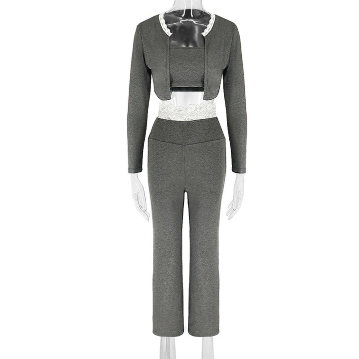 Damen elegantes zwei-teiliges Set mit Spitzenakzenten Echo Archiv