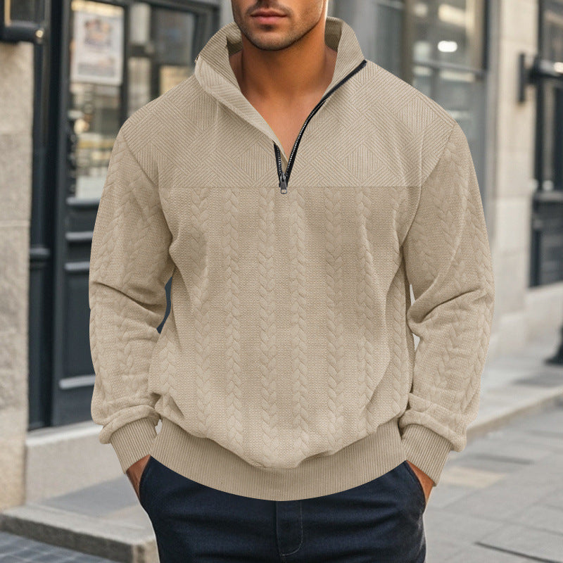Herren Pullover mit strukturierter Optik und hohem Kragen Echoarchiv