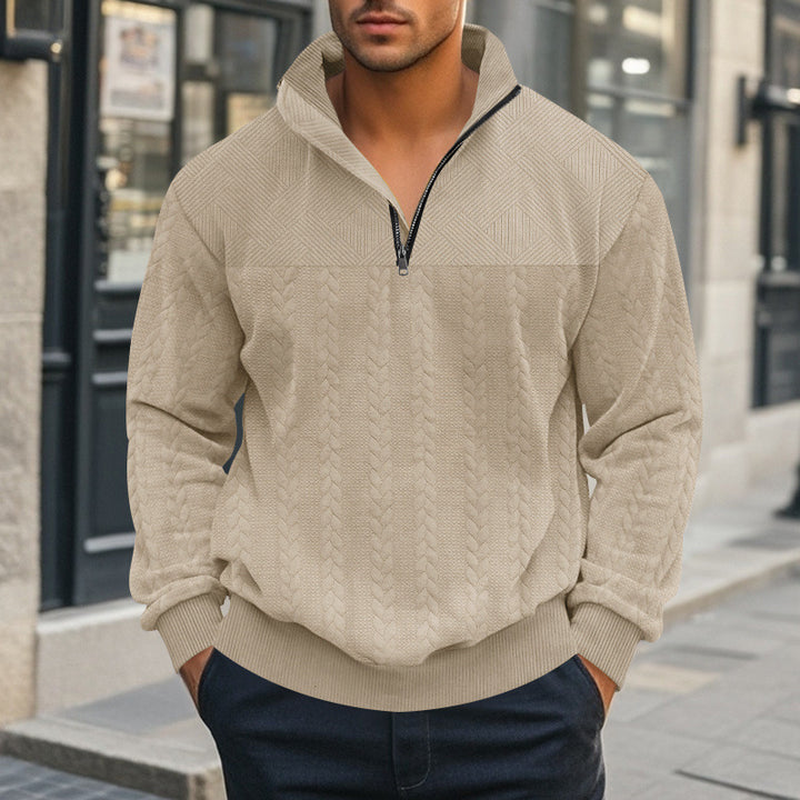 Herren Pullover mit strukturierter Optik und hohem Kragen Echoarchiv
