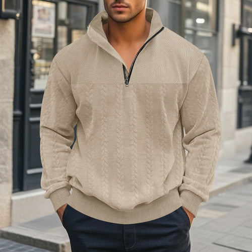 Herren Pullover mit strukturierter Optik und hohem Kragen Echoarchiv
