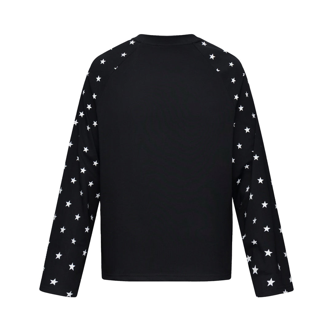 Unisex Langärmliges Sweatshirt mit Raglanärmeln, Stern-Printärmeln und Vintage-Grafik Echoarchiv