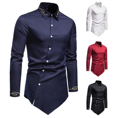Herren Longsleeve Hemd im avantgardistischen Design mit asymmetrischem Saum Echoarchiv