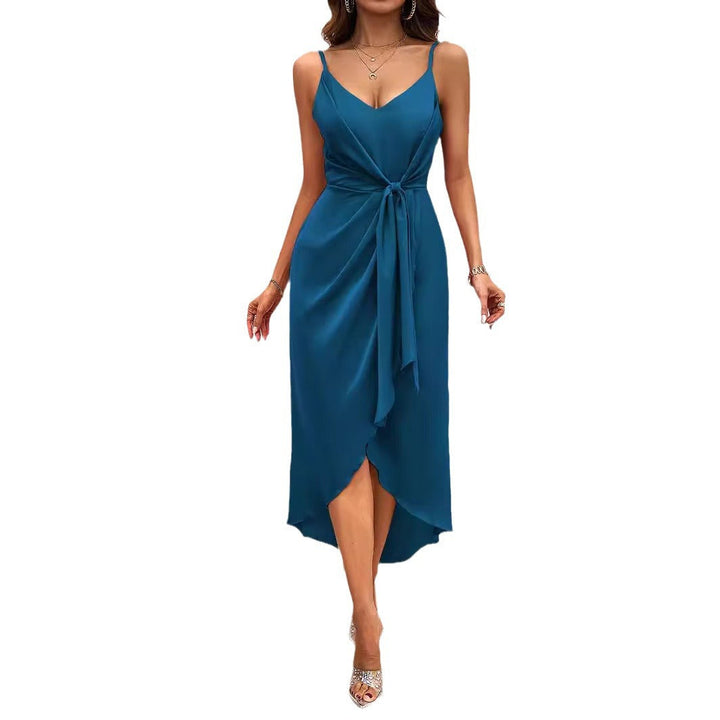 Damen Wickelkleid mit Elegantem V-Ausschnitt und Verspieltem Schlitz Echoarchiv