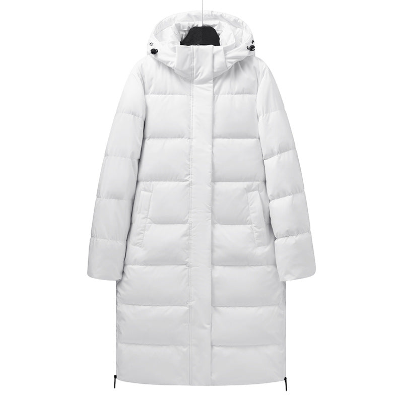 Damen Langer minimalistischer Steppmantel mit konturierter Kapuze und ultraleichter Thermofüllung Echo Archiv